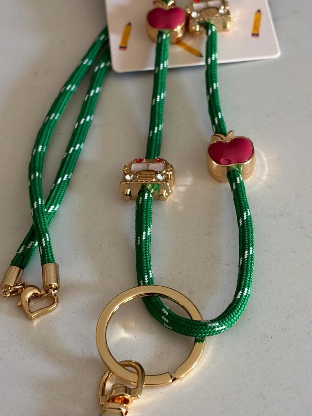 Sugar Fix Teacher Rope Lanyard with School Charm Accents